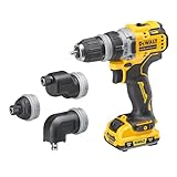 Dewalt 12 Volt 2-Gang Akku-Bohrschrauber DCD703L2T (3Ah, bürstenloser Motor, mit 4 wechselbaren Werkzeug-Aufnahmen, mit Vollmetall-Getriebe, inkl. 2 Akkus, Ladegerät, Metall-Gürtelclip & TSTAK Box)