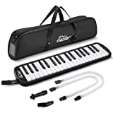 Eastar Melodica 37 Key, Sopran Melodica Luftklavier Tastatur Pianica mit 2 Weichen langen Schläuchen, Kurzen Mundstücken, Tragetasche, Schwarz