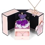 Mama Geschenk Ewige echte Rose mit Mama Halskette Geschenk Konservierte Lila Rose Mama Kette Geschenk Mutter Muttertagsgeschenk zum Jubiläum, Geburtstag, Thanksgiving, Weihnachten