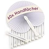 WeddingTree ® 60 x Handfächer Papier weiß faltbar - DIY- und Deko-Spaß für Groß und Klein - Gast-Geschenk Hochzeit Party Flamenco Bauch-Tanz