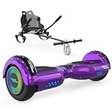 MEGA MOTION Hoverboards mit Hoverkart für Kinder, 6.5 Zoll Hoverboards mit Bluetooth Lautsprecher, mit LED-Leuchten, Geschenk für Kinder und Jugendliche