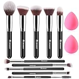 BEAKEY Pinselset Makeup Professionelles Foundation Make up Pinsel Set Premium Puderpinsel Lidschatten Blush Schminkpinsel Set Beauty Schwamm (10+2 Stück, Silber)