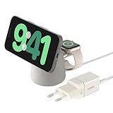 Belkin BoostCharge Pro kabellose 2-in-1-Ladestation mit MagSafe (15 W), MagSafe Ladegerät, kompatibel mit iPhone der Serien 16, 15, 14, 13, 12, AirPods und Anderen MagSafe-fähigen Geräten