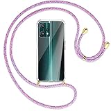 mtb more energy® Handykette kompatibel mit Realme 9 5G, Realme 9 Pro (6.6'')- Purple Unicorn/Gold - Smartphone Hülle zum Umhängen - Anti Shock Full TPU Case