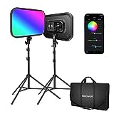 NEEWER RGB168 18,3" 60W RGB LED Videoleuchte Panel Set mit Stative Ständer App Steuerung 360°Vollfarbe Dimmbar 2500K-8500K RGB Videolicht/CRI 97+/17 Szeneneffekten Studio Dauerlicht Fotografie, 2Pack