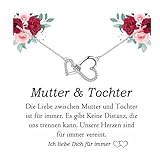 FAOMZQ Mama Tochter Geschenk, Mutter und Tochter Kette Sterling Silber Verbundener Herz Halskette Geschenke für Mama zum Muttertag, Geschenkideen für Tochter von Mama zum Geburtstag Weihnachten