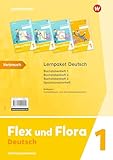 Flex und Flora - Ausgabe 2021: Lernpaket Deutsch 1 (Druckschrift) Verbrauchsmaterial: Buchstabenheft 1 / 2 / 3 und Sprachforscherheft / zwei Beilagen: Schreibtabelle und Buchstabenübersicht)