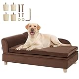 VEVOR Haustiersofa, Hundecouch für große Hunde und Katzen, weiches, samtiges Hundesofabett, 50 kg belastbares Katzensofa, Hundebett Haustierbett Dunkelbraun