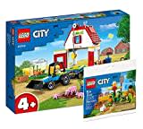 Lego City Set: Bauernhof mit Tieren und Spielzeug-Traktor mit Anhänger (60346) + Bauernhofgarten mit Vogelscheuche (30590)