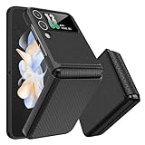 Giyer Handyhülle für Samsung Galaxy Z Flip 4 Hülle mit Displayschutzfolie Scharnierschutz, Rutschfester Textur Hard PC Rugged Stoßfest Schutzhülle für Samsung Z Flip 4 5G Flip Case Cover (Schwarz)