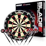 WINMAU Blade 6 Professionelle Bristle Klassische Dartscheibe with Darts Set (2 Sätze Darts)