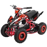 Actionbikes Motors Kinder Elektro Miniquad ATV Racer | 𝟭𝟬𝟬𝟬 Watt 𝟑𝟔 Volt - Pocket Quad - Kinderquad - Safety Touch System Fußschalter - 3 Geschwindigkeitsstufen (1000 Watt Schwarz/Rot)