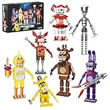 Millionspring 7-in-1 FNAF Zeichentrickfigur Bauspielzeugsets 5 Night at Fredy Baukasten Geschenkidee für FNAF Filmfans Erwachsene Kinder(696 Stück)