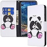 IMIRST Schutzhülle für Samsung Galaxy S22 Ultra Panda BF2, PU-Leder, mit Kreditkartenschlitzen, Klapphülle mit Standfunktion, magnetischer Schutzhülle