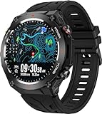 Smartwatch Herren Damen GPS Laufuhr Herren Militär Uhr mit Kompass Höhenmesser Barometer Fitnessuhr Telefonfunktion Schlaftracker Fitness Tracker Schrittzähler Sportuhr Pulsuhr Blutdruck Outdoor