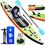 Stand up Paddling Board Aufblasbare SUP Board Set, inkl. Kajak Sitz, 330x76x15cm, Tragkraft bis 150Kg, Cam Halterung, Integrierte Kick-Pad, 3 Finnen, Verstellbares Doppel-Paddel, Komplettes Zubehör