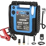 acetek 1800 Amp Starthilfe mit Luftkompressor, UltraSafe Starthilfe Powerbank 260 PSI Reifenfüller, 20000mAh 12V Auto Blei-Säure-Batterie Booster (bis zu 6L Gas oder 6L Diesel Motor) (Blau)