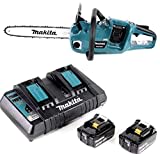 Makita DUC 353 PF2 Akku Kettensäge 36V (2x18V) Brushless 35 cm + 2x 3,0 Ah Akku + Doppelladegerät