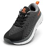 FitVille Extra Weite Laufschuhe Herren Joggingschuhe Gedämpft Sportschuhe Leicht Atmungsaktiv Turnschuhe Tennis Fitness Jogging Walkingschuhe,Schwarz mit Grau,44.5 EU,X-Weit