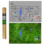 Power Beast Dungeon 2X Grid Game Mat + 4 Marker und Radiergummi + 2 Schatztruhen, Role Playing Game Board , Brettspiele Accesorie, D&D, Kriegsspiele, Pathfinder, Dungeons and Dragons, DND, RPG.