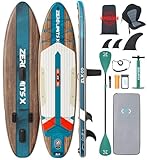 ZLX 320 cm Aufblasbares Stand Up Paddle Board - Premium SUP Board für alle Skill Levels,Stabiles Design,Rutschfestes Deck,Verstellbare Paddel Paddling, Leash & Tragetasche inklusive（Dunkelgrün）