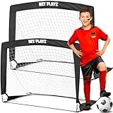 NET PLAYZ - 2er Set faltbar Fussball Tor mit verstärkten Glasfaserstangen - Fußballtor Pop Up für Garten oder Park - Fußballtor Set inkl. Tragetasche