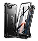 Dexnor Kompatibel mit iPhone 7 Plus/8 Plus Hülle, [Eingebauter Displayschutz und Kickstand] Heavy Duty Military Grade Schutz Stoßfeste Schutzhülle Kompatibel mit Apple iPhone 7 Plus/8 Plus - Schwarz