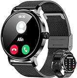 LEMFO Smartwatch Herren mit Telefonfunktion, 1.43'' AMOLED HD Display Uhren Herren, Smartwatch mit Schlafmonitor Pulsuhr SPO2, 100+ Sportmodi Fitnessuhr Herren für Android/IOS IP68 (2 Armbänder)