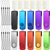 USB Sticks 32GB USB 2.0 Speicherstick 10 Stück Uflatek Memory Stick Bunt Flash Drive Rotate USB-Flash-Laufwerk Metall Thumb Drive Externer Datenstick mit Lanyard 10er Pack