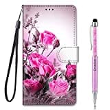 Grandoin für LG K20 2019 Hülle, Handyhülle im Brieftasche-Stil, Handytasche PU Leder Flip Cover 3D Muster Bunte Muster Book Hülle Case Schutzhülle für LG K20 2019 (Rose)