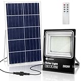 Aigostar 300W Solar LED Strahler Außen，Superhelles Solarlampen für Außen mit Große Solarpanel,25000mAH Große Batteriekapazität，Kaltweiß 6500K,IP66 Schutzgrad Solarstrahler Solarleuchte für Garten