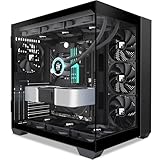 FOIFKIN PC Gehäuse - Vorinstallierte 3 PWM ohne RGB-Lüfter, ATX Mid-Tower Gaming PC Gehäuse, 270° Panoramaglas mit Type-C, F300, Schwarz