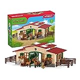 schleich 42195 Pferdestall mit Pferden und Zubehör, ab 3 Jahren, FARM WORLD - Spielset, 48 Teile