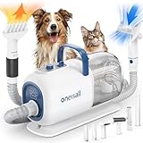 oneisall Hundeschermaschine mit Staubsauger Trockner, 2.5L Staubbehälter, 7 Stufen der Blastemperatur, Leise Schermaschine Hund Katze, Saugkraft 15000Pa, Profi Haustierpflegeset mit 8 Pflegewerkzeugen