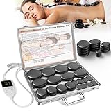 Professioneller Heiße Steine Erwärmer, Massagesteinwärmer-Set, Tragbares Elektrisches Hot Stone Massage Set, 20 Stück Heiße Massagesteine aus Basalt, Für Massagetherapy&Entspannung&SPA-Behandlung