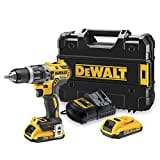 Dewalt 18 Volt Akku Schlagbohrschrauber DCD796D2 (Bürstenloser Motor, 2-Gang Vollmetallgetriebe, max. Drehmoment 70 Nm, 15 Drehmomentstufen, 2x 18 Volt 2 Ah Li-Ion Akkus und Ladegerät)