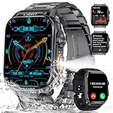 LIGE Smartwatch Herren mit Telefonfunktion Taschenlampe, 1,91" HD Militär Smart Watch 430mAh Akku Sportuhr, 110+ Sportmodi Herzfrequenz SpO2 Schlafmonitor IP68 Wasserdicht Fitnessuhr Android iOS