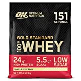 Optimum Nutrition Gold Standard 100% Molkenproteinpulver für Muskelaufbau und -regeneration mit natürlich vorkommendem Glutamin und BCAA-Aminosäuren, Vanilla Ice Cream, 151 Portionen, 4,53 kg