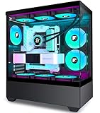 FOIFKIN PC Gehäuse - Vorinstallierter 5 PWM ARGB-Lüfter, ATX Mid-Tower Gaming PC Gehäuse, 270° Panoramaglas, F1 (Schwarz, F1)