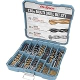 Hi-Spec 130 tlg. Bohrer Bit Set in 8 Größen von 1mm bis 10mm. HSS-Titan-, Mauerwerks- und Brad-Point-Bitsatz für Metall, Holz, Kunststoff, Ziegel und Beton. Satz in einem Aufbewahrungskoffer