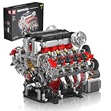 Mould King 10130 Technik V8 Motor Bausatz Bausteine F488 Auto Motor Modell Klemmbausteine Simulation Motor mit Funktionsfähiges Engine Kit für Erwachsene(2718 Teile)