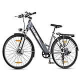 Qekud 26M208 E-Bike, 26" Elektrofahrrad, mit 36V 12.5Ah Li-Ion Akku, 250W Motor, Reichweite bis zu 100KM im Hybrid Modus, Grau