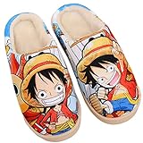 Anime Clothing Hausschuhe Damen Herren Plüsch Pantoffeln Rutschfest House Slippers Winter Warme Schlappen One Piece-2,46-47