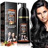 Ofanyia Black Hair Dye Shampoo, Black Hair Shampoo for Gray Hair Coverage, Herbal Ingredients Instant Hair Color Shampoo for Women Men, 3 in 1 Black Hair Dye, 420ML/14.2FL.OZ (natural black)