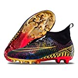 WEJIESS Fußball Stiefel Herren Spike Fußball Schuhe Professionelle Spikes Fußballspiel Schuhe Jungen Fußball Schuhe Schnürschuhe Ausbildung Turnschuhe, Schwarz Gold 3-T, 39 EU