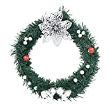 Sayla Weihnachten Dekoration Weihnachtskranz Türkranz Weihnachten Weihnachtsdeko Kranz Weihnachtsgirlande mit Kugeln Handarbeit Weihnachten Garland Deko-Kranz 25cm - 30cm (Silber)