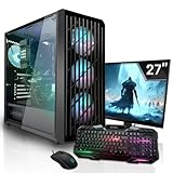 SYSTEMTREFF Basic Gaming Komplett PC Set AMD Ryzen 5 5500 6x4.2GHz | Nvidia RTX 3050 8GB DX12 | 1TB M.2 NVMe | 32GB DDR4 RAM | WLAN Desktop Paket Computer für Gamer, Gaming