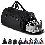 Fitgriff® Sporttasche & Reisetasche für Damen und Herren - mit Schuhfach & Nassfach - Tasche für Sport, Fitness & Reisen - Trainingstasche, Gym Bag (Black, M)