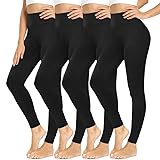 CAMPSNAIL Leggings Damen High Waist Blickdicht Leggings Weich Leggins Elastisch Sportleggins Lang Bauchweg Push Up Hose für Yoga Sport Gym(4*Schwarz, Plus Size(DE42-48))