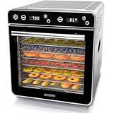 Arendo - Dörrautomat Edelstahl mit 8 Edelstahlgitter - 700 W - 35°-85°C - 8 Edelstahl Einlegetabletts mit insgesamt 6700 cm² - Dörrgerät Dehydrator Obsttrockner Dörrapparat - Obst Fleisch Pilze uvm